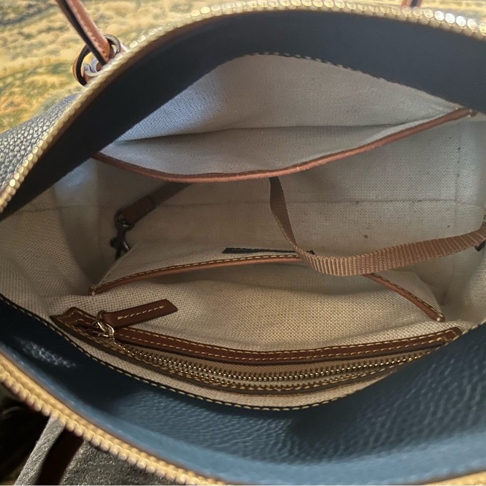 Dooney & Bourke Navy and Tan Satchel - Picture 5 of 5
